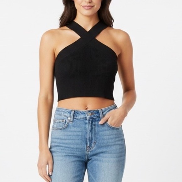 House of Harlow 1960 Other - House of Harlow 1960 Black Ribbed Cross Front High Waist Bikini Bottoms L